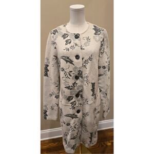 Lucy & Laurel Anthropologie Cream Black Wool Blend Pockets Button Jacket XL